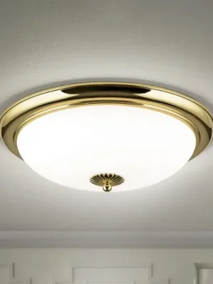 Stropní svítidlo Empire, Ø 48 cm, zlatá barva, matné opálové sklo Oblíbený