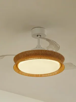 Zlevněný Lucande LED ventilátor Lineta, bílý, lano, Ø 103 cm, tichý