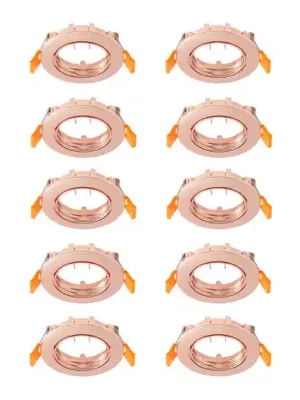 Stropní vestavné svítidlo Prios Fibur, měď, zinek, Ø8,2 cm, 10 kusů Levný