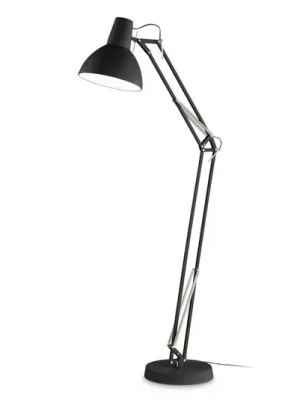 Stojací lampa Ideal Lux Wally, černá, výška 160 cm, kovová Nová Kolekce