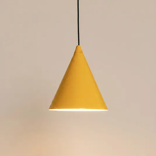 Značkový Závěsné světlo Form, hořčičně žluté, kov, Ø 24 cm, kužel, E27