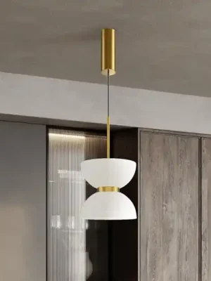 Nakupujte Hned Závěsné svítidlo Maytoni LED Kyoto, zlatá/bílá, Ø 22 cm, sklo