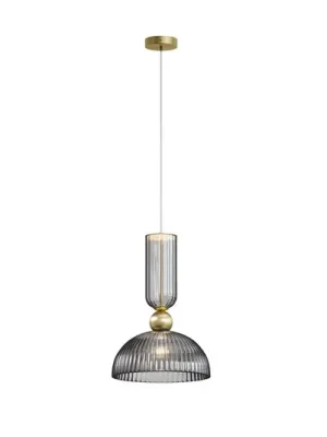 Nová Kolekce Závěsná lampa Maytoni Antic, kouřově šedá/zlatá, Ø 30 cm, sklo, E27