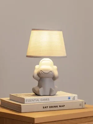 Opičí stolní lampa, šedá, keramika, výška 28 cm, E14 Nejlepší Volba