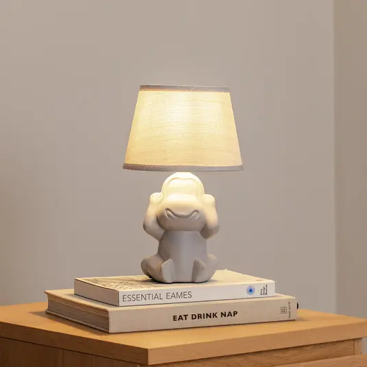Opičí stolní lampa, šedá, keramika, výška 28 cm, E14 Nejlepší Volba