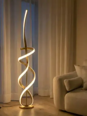 Stojací lampa Kira LED, výška 140 cm, zlatá barva, kov, 4000K Vysoce Kvalitní