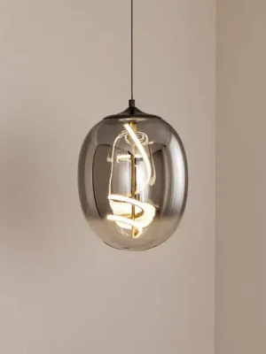Závěsné svítidlo LED Lilly, sklo, kouřově šedá, Ø 28 cm, 4000 K Akce