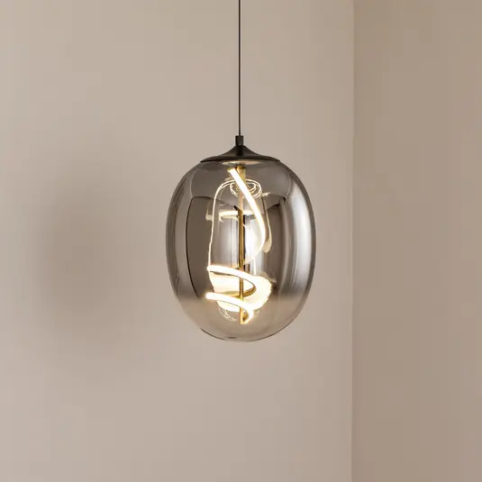 Závěsné svítidlo LED Lilly, sklo, kouřově šedá, Ø 28 cm, 4000 K Akce