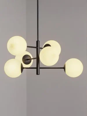 Závěsné světlo Aurora, černé, Ø 60 cm, 6 světel, sklo, E14 Expresní Doručení