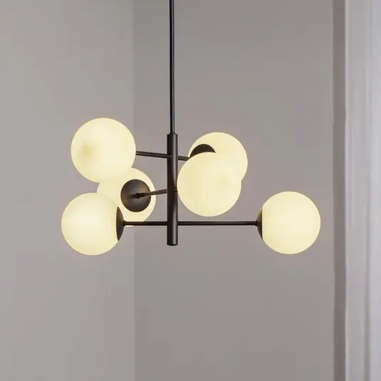 Závěsné světlo Aurora, černé, Ø 60 cm, 6 světel, sklo, E14 Expresní Doručení