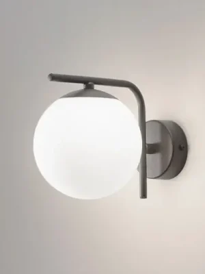 Nástěnné světlo Aurora, černé, sklo, výška 17 cm, globus, E14 Nízká Cena