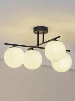 Ověřený Stropní světlo Aurora, černé, Ø 50 cm, 4 světla, sklo, E14