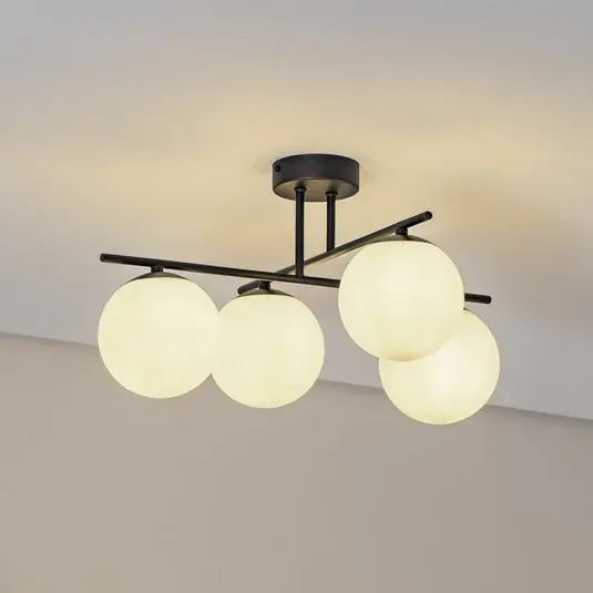Ověřený Stropní světlo Aurora, černé, Ø 50 cm, 4 světla, sklo, E14