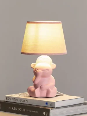 Autentický Stolní lampa Monkey, růžová, keramika, výška 28 cm, E14