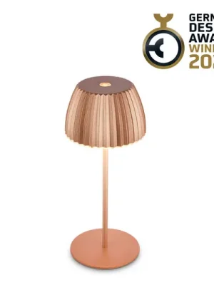 Akce LED stolní lampa na akumulátor Brilo unplugged Riffle, 20 cm, měď