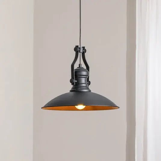 Závěsné svítidlo Fimda, černá barva, Ø 41 cm, kov, E27 Ověřený
