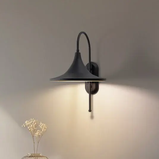 Nástěnné svítidlo Enjolino, černé, výška 48 cm, kov, E27 Akční Cena