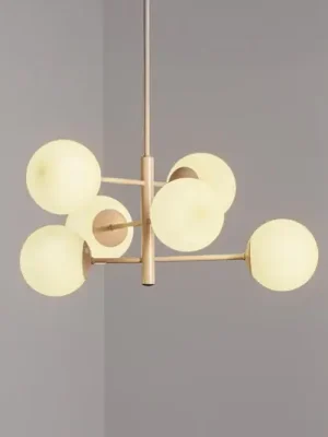 Značkový Závěsné světlo Aurora, béžová barva, Ø 60 cm, 6 světel, sklo, E14