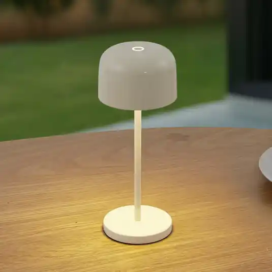 Akční Cena Lucande LED stolní lampa Quill, béžová, CCT, stmívatelné