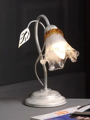 Speciální Cena Stolní lampa Lancia, barva slonové kosti, 1 světlo, železo, sklo