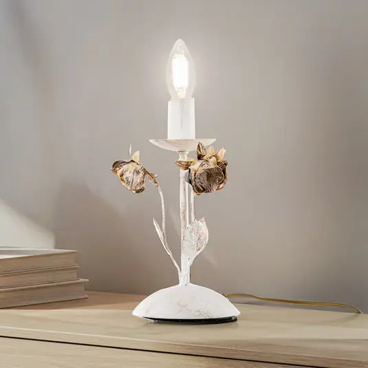Stolní lampa Carolina, barva slonové kosti, 1 světlo, železo Vysoce Kvalitní