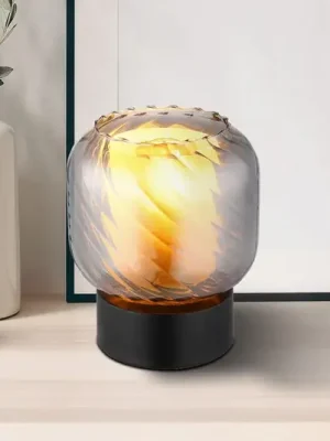 Dokud Zásoby Vydrží Stolní lampa Xia, výška 17 cm, kouřově šedá, sklo