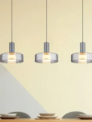 Výhodná Nabídka Závěsné světlo Grant LED, délka 90 cm, kouřově šedá, 3 světla, sklo