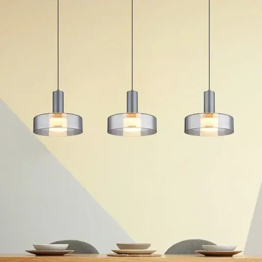 Výhodná Nabídka Závěsné světlo Grant LED, délka 90 cm, kouřově šedá, 3 světla, sklo