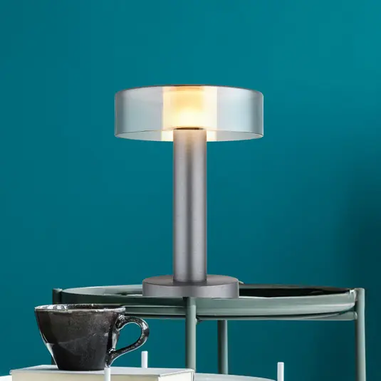 Pouze Dnes LED stolní lampa Grant, výška 31 cm, kouřově šedá, kov
