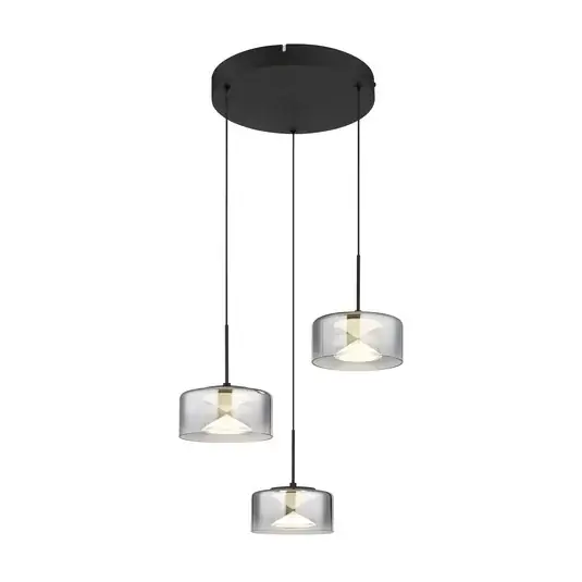 Výhodná Nabídka Belinda LED závěsné světlo, Ø 40 cm, kouřově šedá, 3 světla, sklo