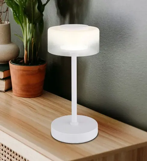 Originální Stolní lampa LED Belinda, bílá, výška 33 cm, kovová
