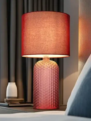 Stolní lampa Sofia, červená, výška 50 cm, látka/sklo Značkový
