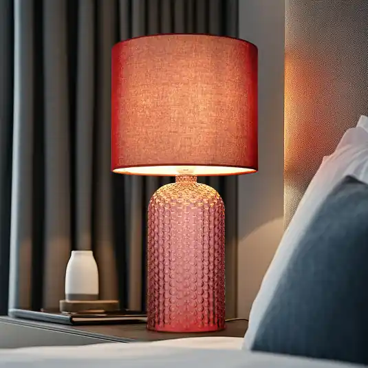 Stolní lampa Sofia, červená, výška 50 cm, látka/sklo Značkový