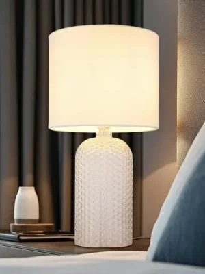 Stolní lampa Sofia, bílá, výška 50 cm, látka/sklo Nejprodávanější