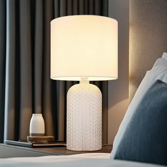 Stolní lampa Sofia, bílá, výška 50 cm, látka/sklo Nejprodávanější