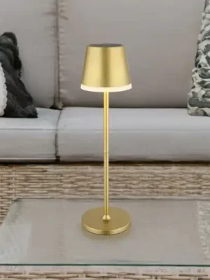 Solární lampa, kov, zlatá barva, výška 41 cm, IP44 Časově Omezené