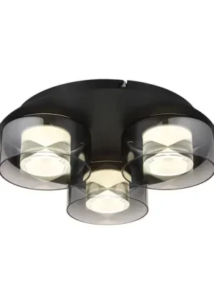 Belinda LED stropní svítidlo, Ø 38 cm, kouřově šedá, 3 světla, sklo Víkendová Akce