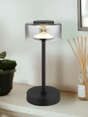 Stolní lampa LED Belinda, kouřově šedá, výška 33 cm, kovová Expresní Doručení