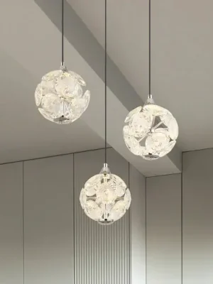 Tovární Cena Virina LED závěsné světlo, Ø 42 cm, transparentní, křišťál, 3 světla