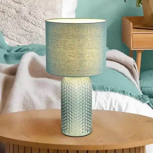 Stolní lampa Sofia, světle zelená, výška 50 cm, látka/sklo Kup Teď