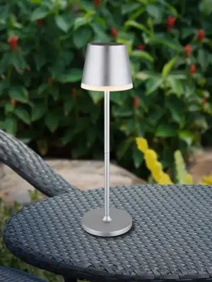 Solární lampa, kov, stříbrná barva, výška 41 cm, IP44 Vrácení Zdarma