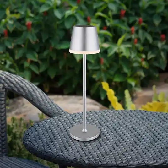 Solární lampa, kov, stříbrná barva, výška 41 cm, IP44 Vrácení Zdarma