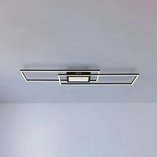 LED stropní svítidlo Saunders, délka 96 cm, černé, 3D efekt Časově Omezené