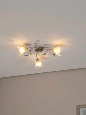 Časově Omezené Stropní svítidlo Lancia, barva slonové kosti, 3 světla, železo, sklo