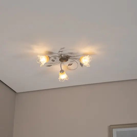 Časově Omezené Stropní svítidlo Lancia, barva slonové kosti, 3 světla, železo, sklo
