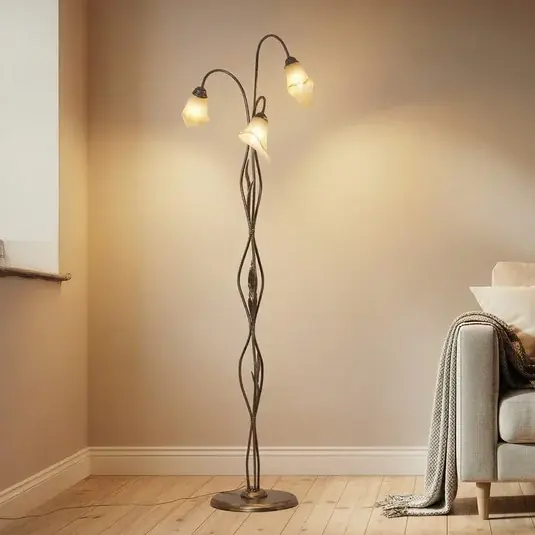 Stojací lampa Alga, 3 světla, železo, sklo, Florentine Vysoce Kvalitní