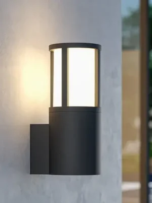 Bezpečná Platba Venkovní nástěnné svítidlo Facado II, šedá/opálová, Ø 11 cm, IP65, kovové