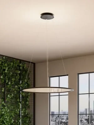 Horká Nabídka Závěsné světlo PANEL, černé, Ø 63 cm, kov, CCT stmívatelné 50 W