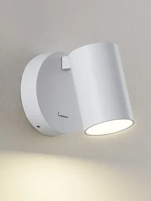 Levný Nástěnné bodové svítidlo CAN TILT, bílé, Ø 10 cm, kov, vypínač, GU10