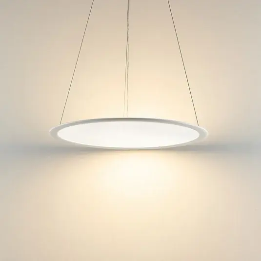 Ověřený Závěsné světlo PANEL, bílé, Ø 63 cm, kov, CCT, stmívatelné, 50 W